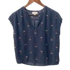 Loft Steel Blue Floral Printed Top